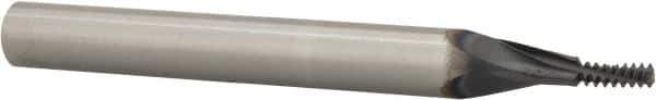 Scientific Cutting Tools - #6-32 UNC, 0.1" Cutting Diam, 3 Flute, Solid Carbide Helical Flute Thread Mill - Internal Thread, 0.263" LOC, 2-1/2" OAL, 1/4" Shank Diam - Exact Industrial Supply