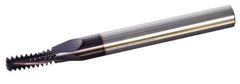 Scientific Cutting Tools - 3/4-10 UNC, 0.45" Cutting Diam, 4 Flute, Solid Carbide Helical Flute Thread Mill - Internal/External Thread, 1.14" LOC, 3-1/2" OAL, 1/2" Shank Diam - Exact Industrial Supply