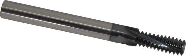 Scientific Cutting Tools - 3/8-16 UNC, 0.285" Cutting Diam, 4 Flute, Solid Carbide Helical Flute Thread Mill - Internal Thread, 0.775" LOC, 3" OAL, 5/16" Shank Diam - Exact Industrial Supply