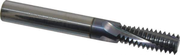 Scientific Cutting Tools - 3/4-10 UNC, 0.495" Cutting Diam, 4 Flute, Solid Carbide Helical Flute Thread Mill - Internal Thread, 1.34" LOC, 4" OAL, 1/2" Shank Diam - Exact Industrial Supply