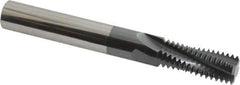 Scientific Cutting Tools - 3/4-12 UN, 0.495" Cutting Diam, 4 Flute, Solid Carbide Helical Flute Thread Mill - Internal Thread, 1.283" LOC, 4" OAL, 1/2" Shank Diam - Exact Industrial Supply
