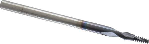 Accupro - #4-40 UNC, 0.085" Cutting Diam, 2 Flute, Solid Carbide Helical Flute Thread Mill - Internal Thread, 7/32" LOC, 2" OAL, 1/8" Shank Diam - Exact Industrial Supply