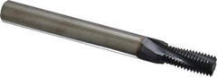 Accupro - 7/16-20 UNF, 0.345" Cutting Diam, 4 Flute, Solid Carbide Helical Flute Thread Mill - Internal Thread, 3/4" LOC, 3" OAL, 3/8" Shank Diam - Exact Industrial Supply