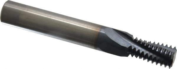 Accupro - 9/16-12 UNC, 0.45" Cutting Diam, 4 Flute, Solid Carbide Helical Flute Thread Mill - Internal Thread, 7/8" LOC, 3-1/2" OAL, 1/2" Shank Diam - Exact Industrial Supply