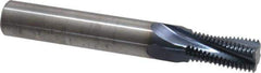 Accupro - 9/16-18 UNF, 0.45" Cutting Diam, 4 Flute, Solid Carbide Helical Flute Thread Mill - Internal Thread, 7/8" LOC, 3-1/2" OAL, 1/2" Shank Diam - Exact Industrial Supply