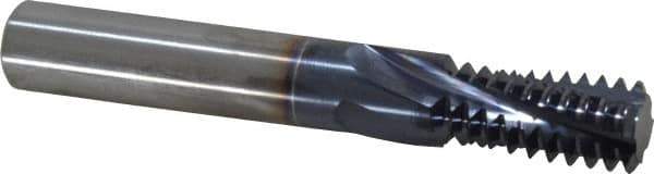 Accupro - 3/4-10 UNC, 0.49" Cutting Diam, 4 Flute, Solid Carbide Helical Flute Thread Mill - Internal Thread, 1" LOC, 3-1/2" OAL, 1/2" Shank Diam - Exact Industrial Supply