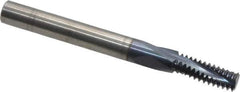 Accupro - M8x1.25 Metric Coarse, 0.235" Cutting Diam, 3 Flute, Solid Carbide Helical Flute Thread Mill - Internal Thread, 5/8" LOC, 2-1/2" OAL, 1/4" Shank Diam - Exact Industrial Supply