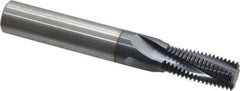 Accupro - M14x1.50 Metric Fine, 0.45" Cutting Diam, 4 Flute, Solid Carbide Helical Flute Thread Mill - Internal Thread, 1" LOC, 3-1/2" OAL, 1/2" Shank Diam - Exact Industrial Supply