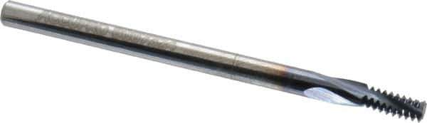 Accupro - M4.5x0.75 Metric Coarse, 0.12" Cutting Diam, 3 Flute, Solid Carbide Helical Flute Thread Mill - Internal Thread, 1/4" LOC, 63mm OAL, 1/8" Shank Diam - Exact Industrial Supply