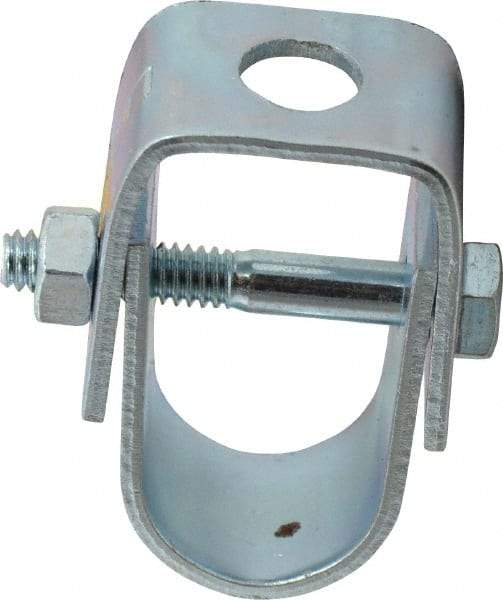 Empire - 1/2" Pipe, 3/8" Rod, Carbon Steel Adjustable Clevis Hanger - Electro Galvanized - Exact Industrial Supply