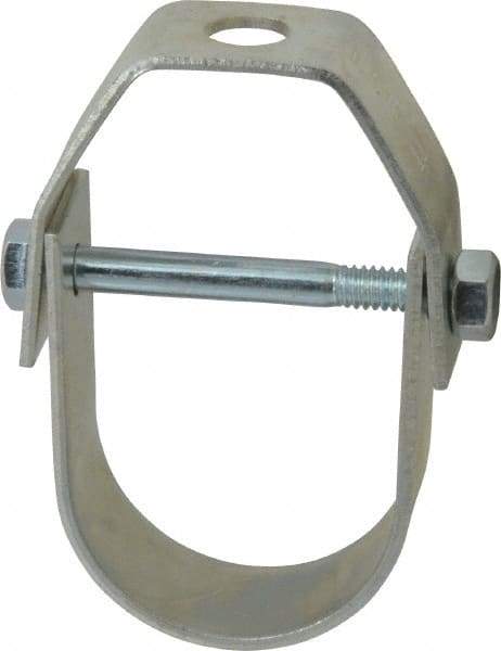 Empire - 1-1/4" Pipe, 3/8" Rod, Carbon Steel Adjustable Clevis Hanger - Electro Galvanized - Exact Industrial Supply