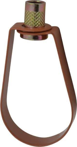 Empire - 1-1/2" Pipe, 3/8" Rod, Carbon Steel Emlok Swivel Ring Hanger - Copper Plated, 600 Lb Capacity - Exact Industrial Supply