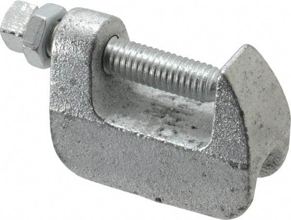 Empire - 1-1/4" Max Flange Thickness, 1/2" Rod Wide Jaw Top Beam Clamp - 500 Lb Capacity, Ductile Iron - Exact Industrial Supply