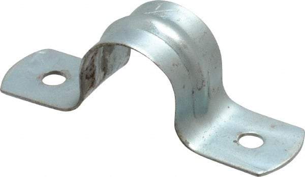 Empire - 1/2 Pipe, Carbon Steel, Galvanized Pipe, Conduit or Tube Strap - 2 Mounting Holes - Exact Industrial Supply