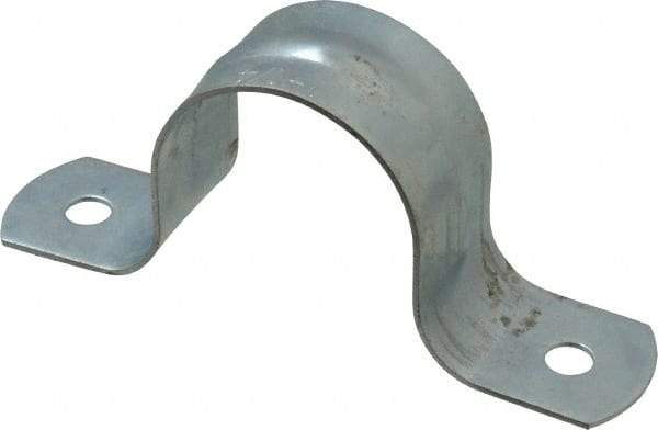 Empire - 1-1/4 Pipe, Carbon Steel, Galvanized Pipe, Conduit or Tube Strap - 2 Mounting Holes - Exact Industrial Supply