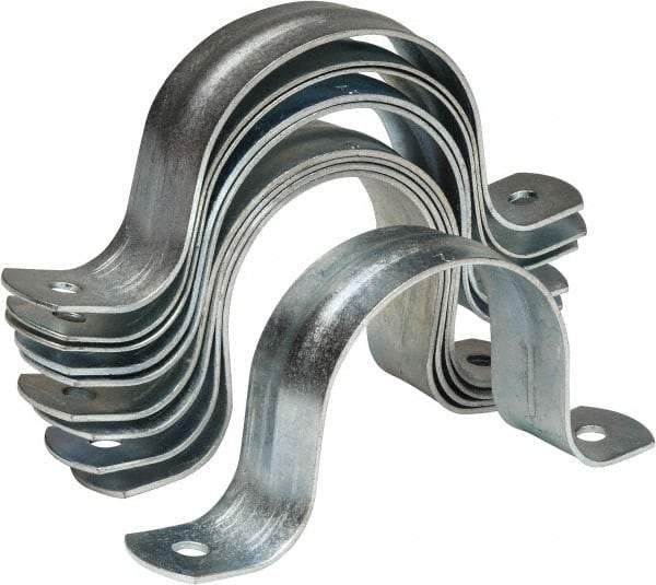 Empire - 2 Pipe, Carbon Steel, Galvanized Pipe, Conduit or Tube Strap - 2 Mounting Holes - Exact Industrial Supply