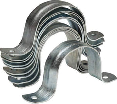 Empire - 2 Pipe, Carbon Steel, Galvanized Pipe, Conduit or Tube Strap - 2 Mounting Holes - Exact Industrial Supply