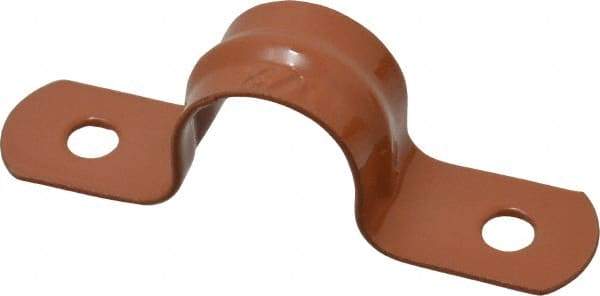 Empire - 1/2 Pipe, Carbon Steel, Copper Plated Pipe, Conduit or Tube Strap - 2 Mounting Holes - Exact Industrial Supply