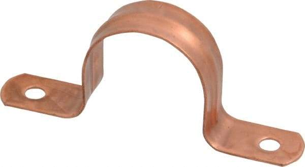 Empire - 1 Pipe, Carbon Steel, Copper Plated Pipe, Conduit or Tube Strap - 2 Mounting Holes - Exact Industrial Supply