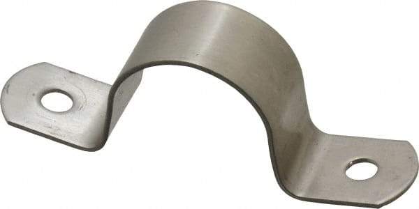 Empire - 1 Pipe, Grade 304 Stainless Steel, Pipe, Conduit or Tube Strap - 2 Mounting Holes - Exact Industrial Supply