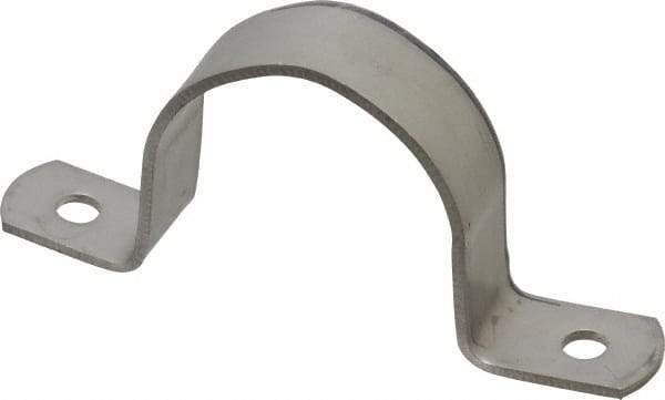 Empire - 1-1/2 Pipe, Grade 304 Stainless Steel, Pipe, Conduit or Tube Strap - 2 Mounting Holes - Exact Industrial Supply