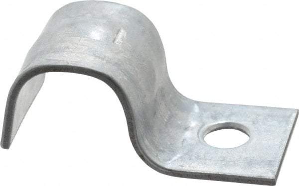 Empire - 3/8" Pipe, Carbon Steel, Electro Galvanized" Pipe or Conduit Strap - 1 Mounting Hole - Exact Industrial Supply