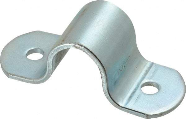 Empire - 1/2 Pipe, Carbon Steel, Electro Galvanized Pipe or Tube Strap - 2 Mounting Holes - Exact Industrial Supply