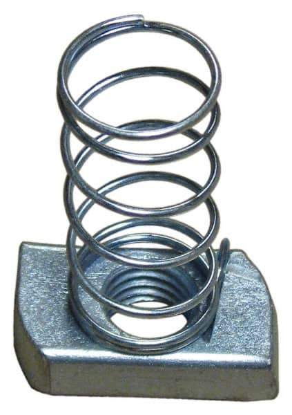 Empire - 3/4" Rod, Electro Galvanized Carbon Steel Spring Strut Nut - Used for Attaching Hanger Rod or Other Accessories to Strut - Exact Industrial Supply