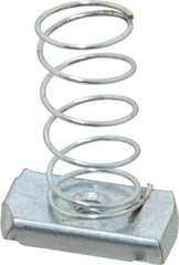 Empire - 1/4" Rod, Electro Galvanized Carbon Steel Spring Strut Nut - Used for Attaching Hanger Rod or Other Accessories to Strut - Exact Industrial Supply