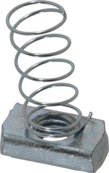 Empire - 1/2" Rod, Electro Galvanized Carbon Steel Spring Strut Nut - Used for Attaching Hanger Rod or Other Accessories to Strut - Exact Industrial Supply