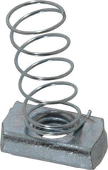 Empire - 1/2" Rod, Electro Galvanized Carbon Steel Spring Strut Nut - Used for Attaching Hanger Rod or Other Accessories to Strut - Exact Industrial Supply