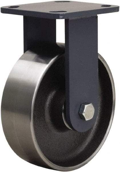 Hamilton - 6" Diam x 2" Wide x 7-1/2" OAH Top Plate Mount Rigid Caster - Forged Steel, 2,000 Lb Capacity, Tapered Roller Bearing, 4 x 4-1/2" Plate - Exact Industrial Supply