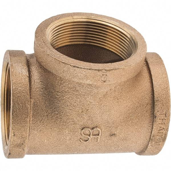 Merit Brass - Class 125, 2" Internal Pipe, Brass Tee - FNPT x FNPT x FNPT - Exact Industrial Supply