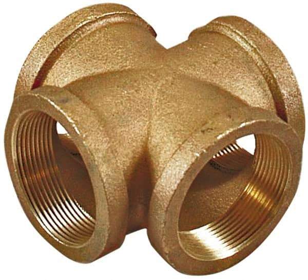 Merit Brass - Class 125, 1-1/2" Internal Pipe, Lead Free Brass Cross - FNPT - Exact Industrial Supply