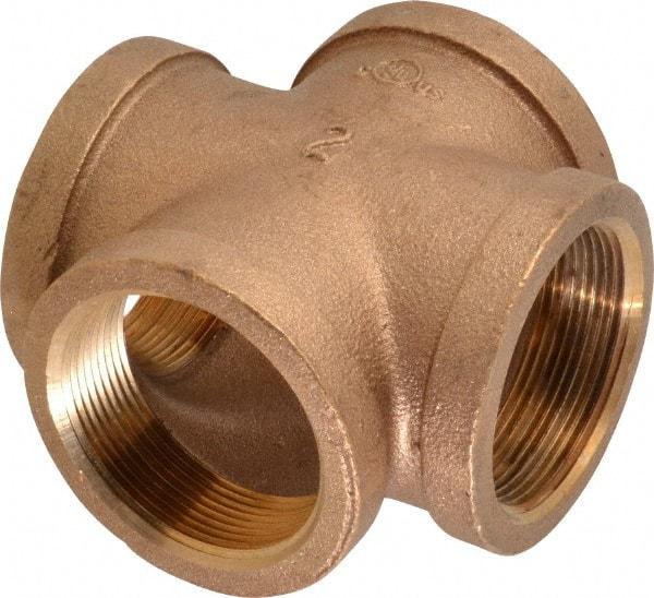 Merit Brass - Class 125, 2" Internal Pipe, Brass Cross - All FNPT - Exact Industrial Supply