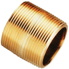 Merit Brass - 8" Long, 2" Pipe Threaded Brass Pipe Nipple - BSPT Thread, Red Brass - Exact Industrial Supply