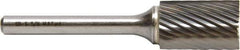 M.A. Ford - 1" Cut Diam, 1/4" Shank Diam, Cylinder with End Cut Head Double Cut Burr - Carbide, End Cut End, 1" LOC, 3" OAL - Exact Industrial Supply