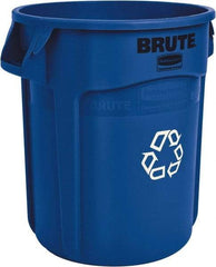 Rubbermaid - 32 Gal Blue Round Recycling Container - Polyethylene, 27-1/4" High - Exact Industrial Supply