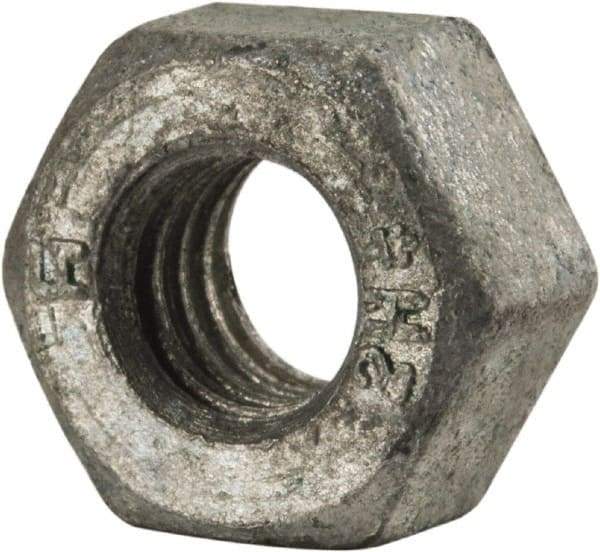 Value Collection - 5/16-18 UNC Steel Right Hand Heavy Hex Nut - 9/16" Across Flats, 19/64" High, Galvanized Finish - Exact Industrial Supply