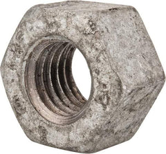 Value Collection - 9/16-12 UNC Steel Right Hand Heavy Hex Nut - 15/16" Across Flats, 35/64" High, Galvanized Finish - Exact Industrial Supply