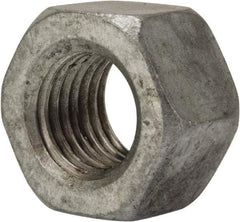 Value Collection - 1-8 UNC Steel Right Hand Heavy Hex Nut - 1-5/8" Across Flats, 63/64" High, Galvanized Finish - Exact Industrial Supply