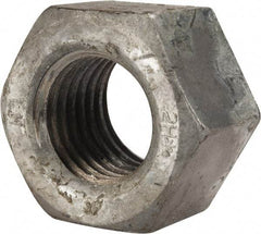 Value Collection - 1-3/8 - 6 UNC Steel Right Hand Heavy Hex Nut - 2-3/16" Across Flats, 1-11/32" High, Hot Dipped Galvanized Finish - Exact Industrial Supply
