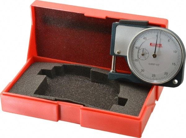 SPI - 0 to 1/2 Inch Measurement, 0.0005 Inch Graduation, 1/2 Inch Throat Depth, Dial Thickness Gage - 1-7/8 Inch Dial Diameter - Exact Industrial Supply