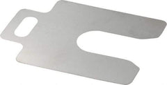 Made in USA - 20 Piece, 2 Inch Long x 2 Inch Wide x 0.003 Inch Thick, Slotted Shim Stock - Stainless Steel, 5/8 Inch Wide Slot - Exact Industrial Supply