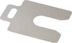 Made in USA - 20 Piece, 2 Inch Long x 2 Inch Wide x 0.006 Inch Thick, Slotted Shim Stock - Stainless Steel, 5/8 Inch Wide Slot - Exact Industrial Supply
