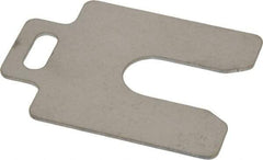 Made in USA - 10 Piece, 2 Inch Long x 2 Inch Wide x 0.05 Inch Thick, Slotted Shim Stock - Stainless Steel, 5/8 Inch Wide Slot - Exact Industrial Supply