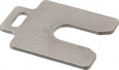 Made in USA - 5 Piece, 2 Inch Long x 2 Inch Wide x 0.1 Inch Thick, Slotted Shim Stock - Stainless Steel, 5/8 Inch Wide Slot - Exact Industrial Supply