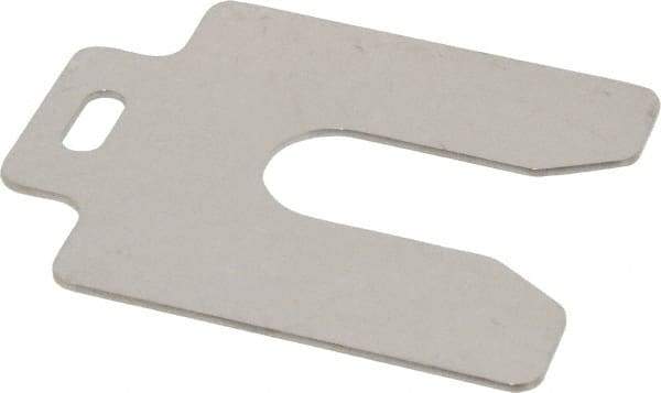 Made in USA - 10 Piece, 3 Inch Long x 3 Inch Wide x 0.062 Inch Thick, Slotted Shim Stock - Stainless Steel, 7/8 Inch Wide Slot - Exact Industrial Supply