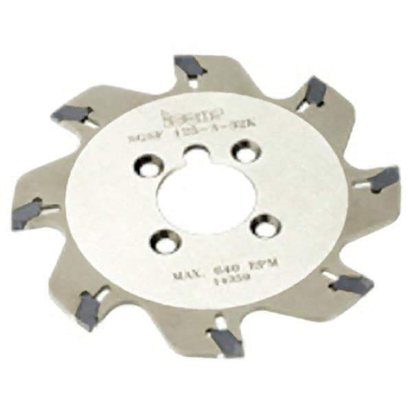 Iscar - Arbor Hole Connection, 1.55" Depth of Cut, 6.3" Cutter Diam, 1-1/2" Hole Diam, 10 Tooth Indexable Slotting Cutter - SGSF Toolholder, GSFN Insert - Exact Industrial Supply