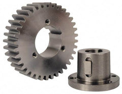 Browning - 10 Pitch, 3.2" Pitch Diam, 3.4" OD, 32 Tooth Bushed Spur Gear - 1" Face Width, 2-1/2" Hub Diam, 14.5° Pressure Angle, Steel - Exact Industrial Supply